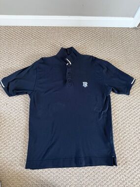 University of Rhode Island Navy Short-Sleeve Polo with Contrast Trim, Chest Logo